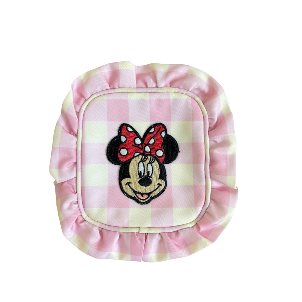 Stoney Clover Lane Disney Minnie Mouse Pink Gingham Ruffle Small Square Pouch